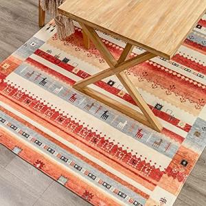 DECOMALL カーペット ラグマット 3畳 洗える 滑り止め付 160X230CM 防ダニ 抗菌 防臭 ギャッベ 柄 北欧風 低反発 絨毯