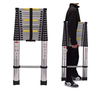 DayPlus 伸縮はしご 最長6.2m 折り畳み伸縮梯子 多機能アルミはしご 持ち運びに便利 軽量 耐荷重150 kg 室内室外両