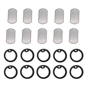 nijimomo ドッグタグ サイレンサー 10セット ネームタグ ゴムリング ステンレス 迷子札 刻印