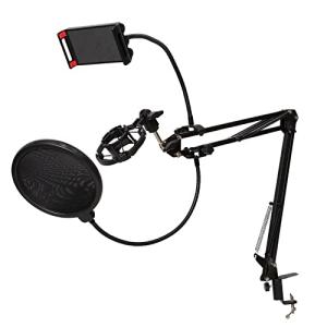 マイクスタンド スマホスタンド 卓上 アーム クランプ コンデンサーマイク用 ダイナミック用 長い