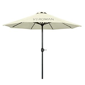 VeroMan LEDパラソル ガーデンパラソル 撥水 アルミ製 ガーデニング 庭 デッキ テラス アウトドア ビーチ キャンプ 屋外傘 折りたたみ 日よけ