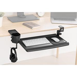ErgoActive 小型キーボードトレイ後付けデスククランプ  マウス収納付き オフィス 家庭, 学校 ゲーム用, 多機能カップホルダー, 収納ボックス