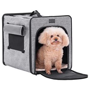 Petsfit 犬用ソフトクレート 折りたたみペットケージ ペットハウス 折りたたみ 犬 ポータブルケージ 持ち手付き 軽量 コンパクト グレー S
