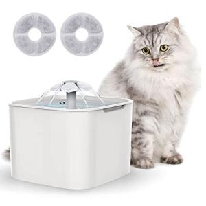 猫 水飲み器 自動 2つの活性炭フィルター付き 2L大容量 犬 水飲み器 フィルター 自動給水器 猫 循環 ペット給水器 静音 (白い)