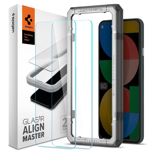 Spigen AlignMaster ガラスフィルム Google Pixel 5a 5G 用 ガイ...