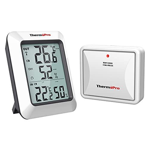 ThermoProサーモプロ 湿度計 温湿度計ワイヤレス 室外 室内温度計 最高最低温湿度値表示 高...