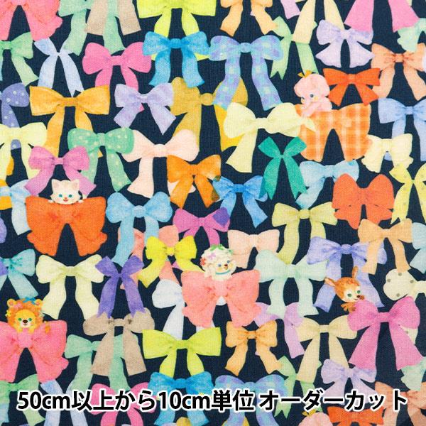 【数量5から】 生地 『60ローンデジタルプリント 22fabric リボンコレクター ネイビー D...