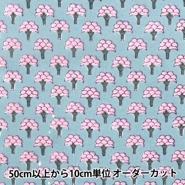 【数量5から】 生地 『インドボイルプリント 花柄 グレー×ピンク RAM-BOI-25D』