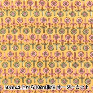 【数量5から】 生地 『インドボイルプリント 花柄 イエロー×ピンク RAM-BOI-25S』