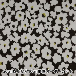 【数量5から】 生地 『Wガーゼ エコベロオーガニック In nature flower 黒 YKA-81070-1D』 KOKKA コッカ
