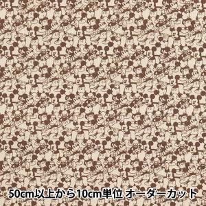 【数量5から】 生地 『シーチング ミッキーマウス ブラウン G-7439-1B』 KOKKA コッカ