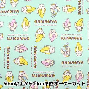 【数量5から】 生地 『オックス ばなにゃ ブロック ミント BANANYA-B-MI』