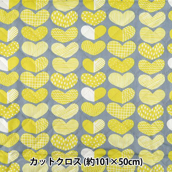 生地 『kippis (キッピス) オックスキルト カットクロス 約105×50cm ハート イエロ...