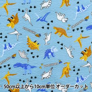 【数量5から】 生地 『リップル 恐竜 サックス...の商品画像