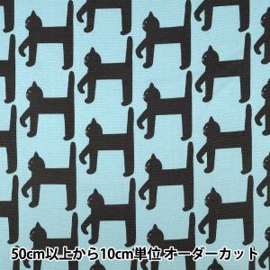 【数量5から】 生地 『kippis (キッピス) オックス 歩く猫 パウダーブルー KPO-96A』