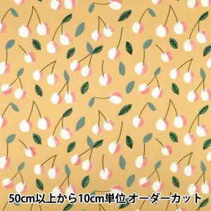 【数量5から】 生地 『kippis (キッピス) オックス さくらんぼ イエロー KPO-97B』