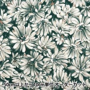 【数量5から】 生地 『綿麻キャンバス NOVA油絵タッチフラワー グリーン NCLC-GR』 KOKKA コッカ