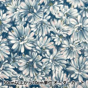 【数量5から】 生地 『綿麻キャンバス NOVA油絵タッチフラワー ブルー NCLC-BL』 KOKKA コッカ