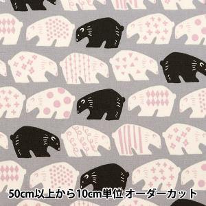 【数量5から】 生地 『オックス くま柄 グレー OX35902-2E』