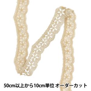 【数量5から】 手芸ブレード 『インド刺繍ブレード 約3cm幅 ライトゴールド M-1128B』