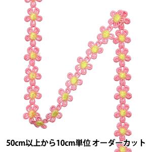 【数量5から】 手芸ブレード 『レースブレード ピンク×イエロー ISY-6-24-69』
