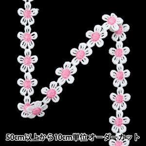 【数量5から】 手芸ブレード 『レースブレード ホワイト×ピンク ISY-6-24-88』