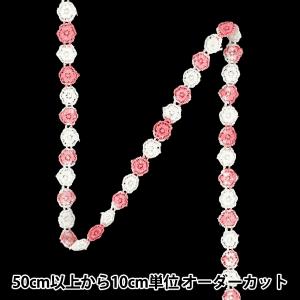 【数量5から】 手芸ブレード 『フローラルリボン2 2026 約10mm幅 ピンク×ホワイト K253T-LACEP2』
