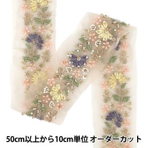 【数量5から】 手芸ブレード 『2025インド刺繍ブレード 約6cm幅 ピンク M-1434G』