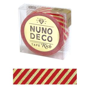 お名前ラベルシール 『NUNO DECO TAPE (ヌノデコテープ) リッチストライプ レッド 15-285』 KAWAGUCHI カワグ｜yuzawaya