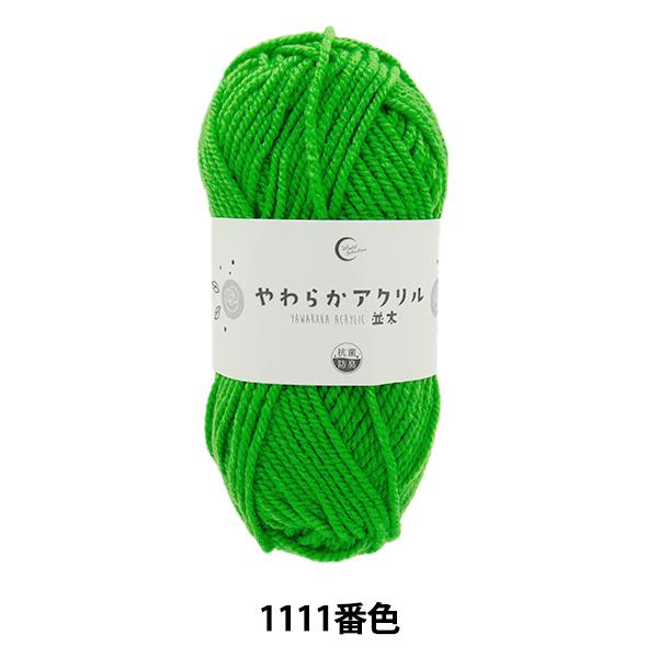 毛糸 『抗菌やわらかアクリル 並太 1111番色 黄緑』 【ユザワヤ限定商品】