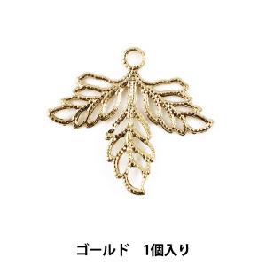 手芸金具 『メタルチャーム 植物モチーフ #10570 ゴールド 金 G カン付き 1個入り』の商品画像