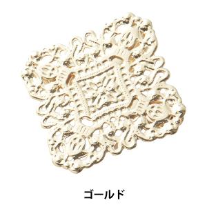 手芸金具 『スカシパーツ付 ブローチ バチカン付き 角 ゴールド 1個入り #1489』｜yuzawaya