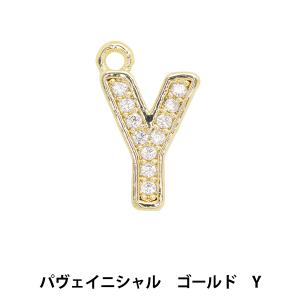 アクセサリー素材 『チャーム パヴェイニシャル Y 1個入り ゴールド AP24070』