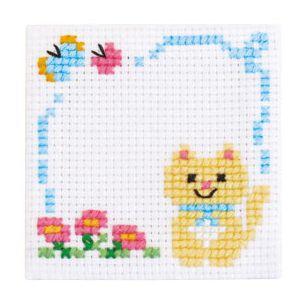 刺しゅうキット 『刺繍キット はじめてのクロスステッチ ネコのおさんぽ 9037』 Olympus ...