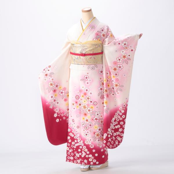 振袖レンタル (成人式期間外) 振袖 フルセット Lサイズ 花柄 成人式 着物 正絹 セット 白・グ...