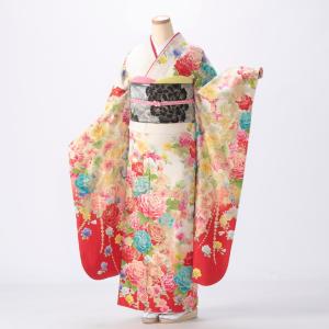振袖 成人式 フルセット Lサイズ 花柄 白・グ...の商品画像