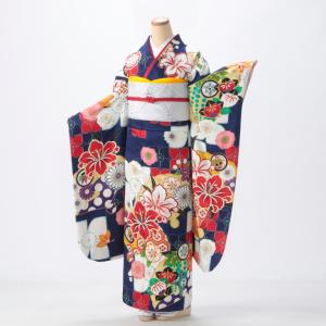 振袖 成人式 フルセット Mサイズ ブランド 青・紺系 着物 購入 正絹 結婚式 卒業式 セット 27030 爆買