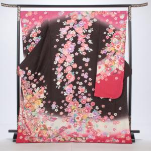振袖 成人式 フルセット Mサイズ 花柄 茶系...の詳細画像1