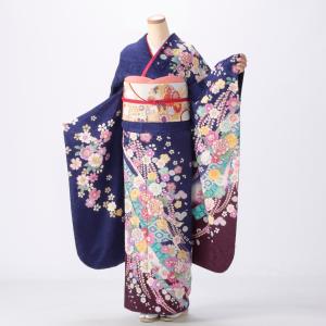 振袖 成人式 フルセット Mサイズ 花柄 青・紺系 着物 購入 正絹 結婚式 卒業式 セット 15 爆買