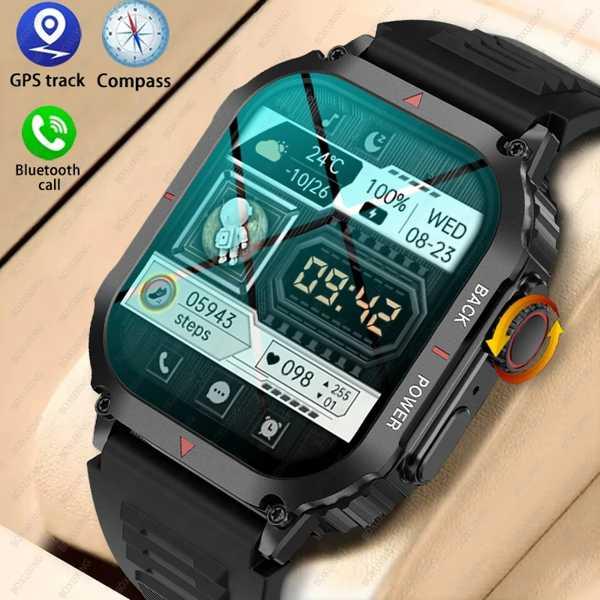 男性用防水スポーツスマートウォッチ ミリタリースポーツウォッチ GPS  Bluetooth NFC...