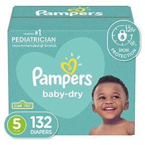 Diapers Size 5, 132 Count - Pampers Baby Dry Disposable Baby Diapers, Enorm