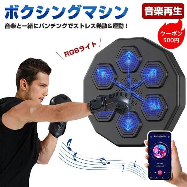音楽ボクシングマシン スマートディスプレイ搭載 子供 大人兼用 壁掛け式 パンチングバッグ トレーニ...
