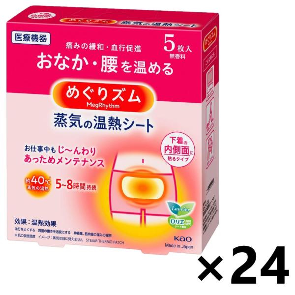 【ケース販売!!】めぐりズム 蒸気の温熱シート 下着の内側面に貼るタイプ 5枚×24箱 花王 蒸気が...