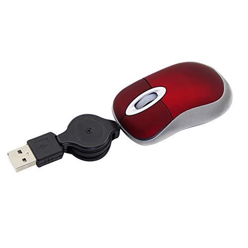 SHEYI 超小型マウス USB有線 3ボタン 格納式 伸縮マウス ケーブル収納型 光学式 USB巻...