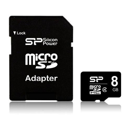 シリコンパワー microSDHCカード 8GB class4 アダプタ付ブラック SP008GBS...
