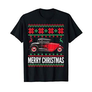 Hot Rod Car Flames Ugly Christmas Design Idea Tシャツ｜yyy-store