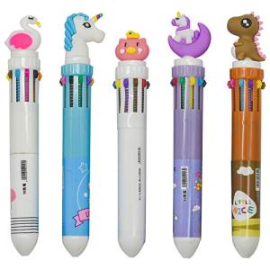 Maydahui 10色ボールペン 多色ボールペン 5本セット 0.5mm 10色 油性 多機能 格納式 ボールペン おしゃれ 可愛い 文房具 動物型｜yyya-shop