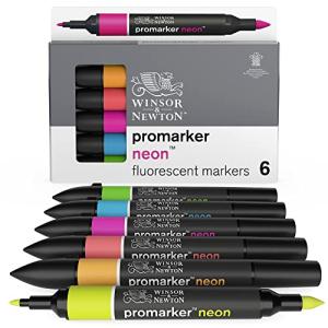 Winsor & Newton(ウィンザー＆ニュートン) プロ マーカー−ネオン 蛍光ペン ツイン ペン 6本セット｜yyya-shop