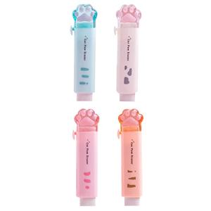 PUREAMBER 消しゴム 小学生 よく消える スティック消しゴム 消しゴム ペン 猫 文房具 4色セット