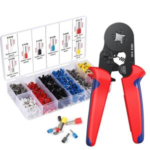 圧着ペンチセット フェルール圧着工具 0.25-10mm2調整可能 ラチェット式 四角 フェルール端子セット フェルール用 圧着工具 1200PCSフ｜ワイワイワイエイショップ